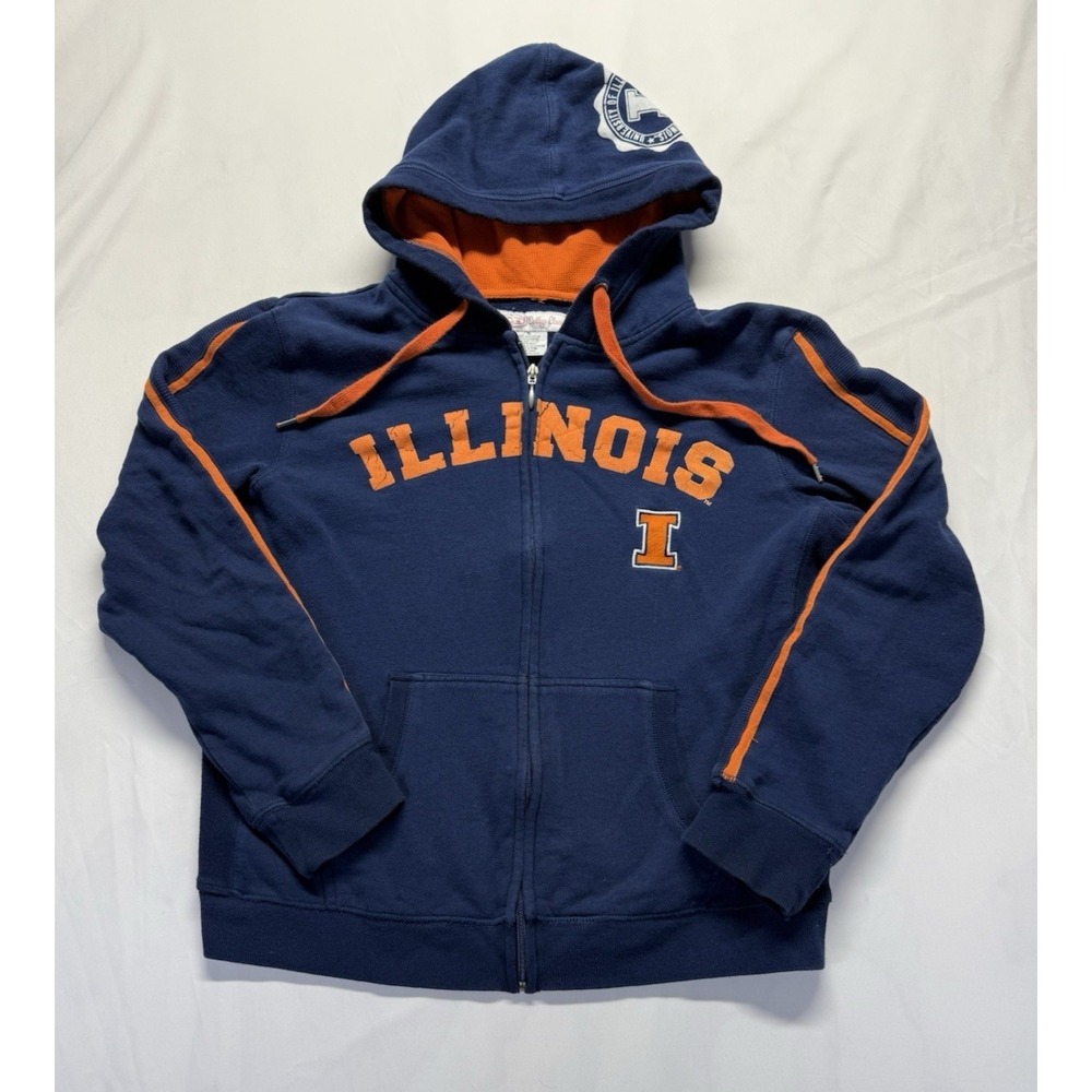 Illinois Illini Hoodie Youth Large College Classics full zip‎ navy orange NCAA